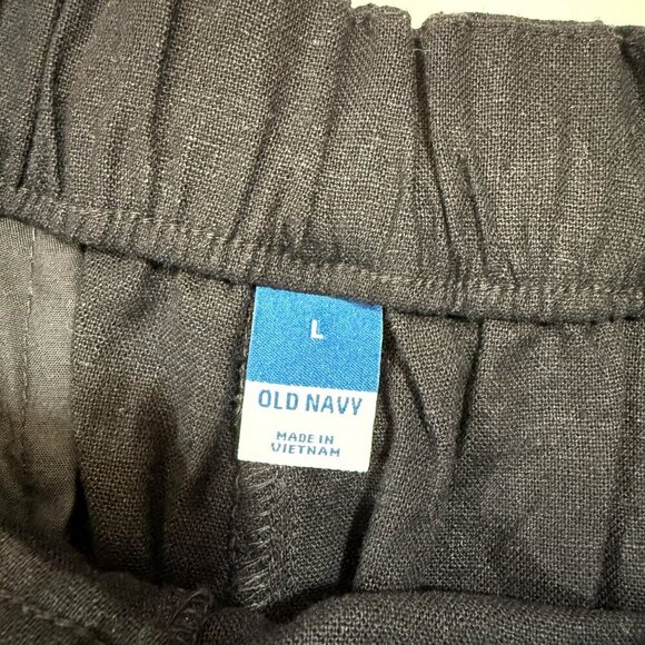 Old Navy Womens Black Jack Linen Trouser Shorts L Office Classic Academia - Picture 3 of 4